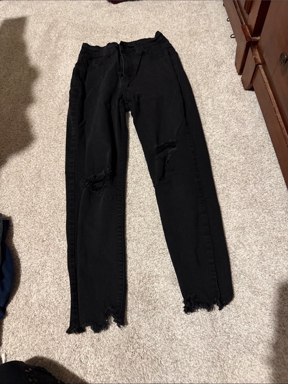 Fashion Nova Black Distressed Straight Leg Jeans